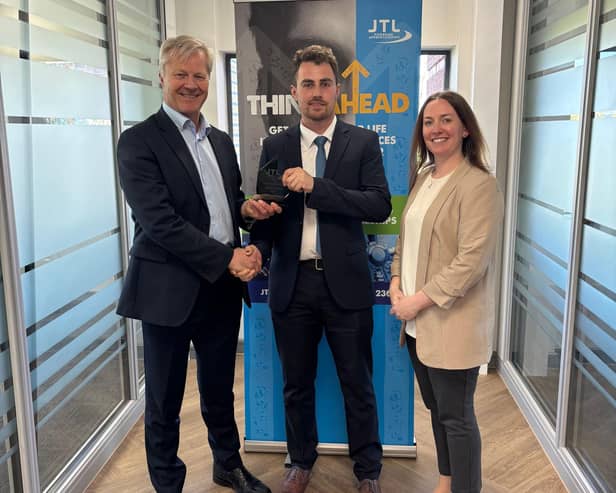 Connor was presented the Award by JTL CEO Chris Claydon & Operations Director Clair Bradley.