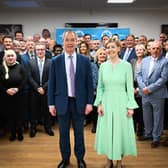 Reform leader Nigel Farage and mayoral candidate Andrea Jenkyns with the party's candidates for Lincolnshire County Council Credit: Reform UK