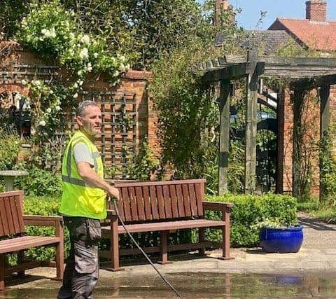 Lovell employees volunteer to clean up Spout Yard Park in Louth