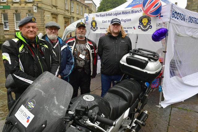 Pictured at the Jubilee event in Boston are, from left, Paul Ampleford, Frank Byrne, Andy Downey and Rio Tiffin of Boston & District branch of RBL and RBL Riders Branch.