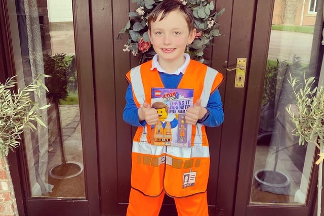 Harrison Willis, aged seven, of Helpringham as Emmet from The Lego Movie Book.