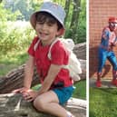 LEFT: Elliott Peto, who sadly died in December from rhabdomyosarcoma, aged just five. RIGHT: Elliott's dad Chris and Chris' brother-in-law Gareth Elwick as they will be dressed for their fundraiser.