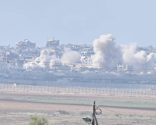 Smoke rises from Gaza after an IDF bombardment today (December 6) as seen near the Gaza border in Southern Israel. Israel and Hamas have resumed fighting after the end of a weeklong ceasefire last week, with Israel launching an expanded ground operation and aerial campaign in southern Gaza. Meanwhile, Hamas has remained able to fire rockets into Israel, although many are intercepted by the country's Iron Dome missile defense system. (Photo by Alexi J. Rosenfeld/Getty Images)