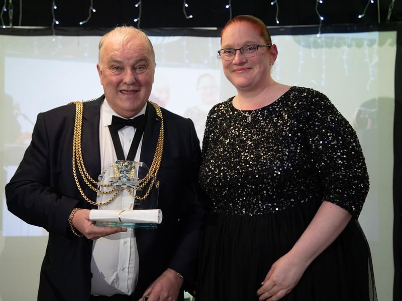 Vicky Law, of Walnut Care (Boston) won the Community Care Award, with Councillor David Brown.