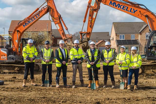 The Deputy Mayor of Market Deeping (centre) with the Allison Homes East team