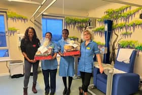 Lorraine Lewis delivering Christmas hampers