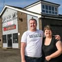 Jayne Longden and Carl Shaw outside the Haighwayman pub in Skegness.