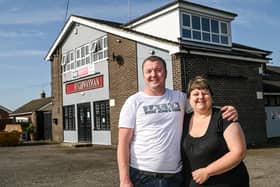 Jayne Longden and Carl Shaw outside the Haighwayman pub in Skegness.