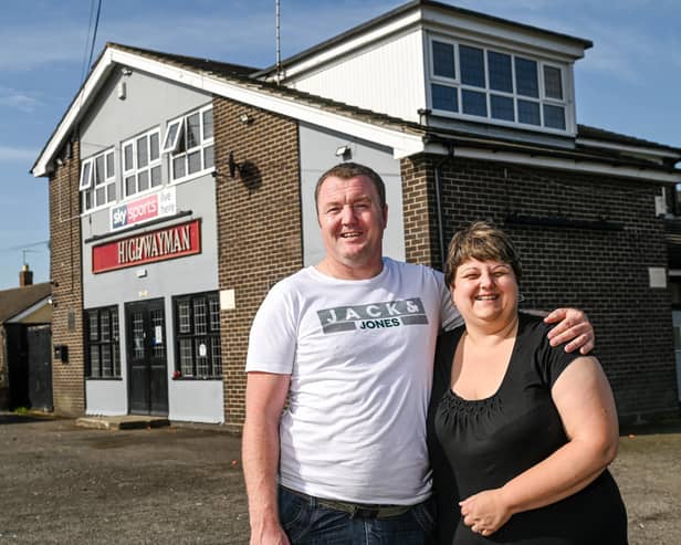 Jayne Longden and Carl Shaw outside the Haighwayman pub in Skegness.