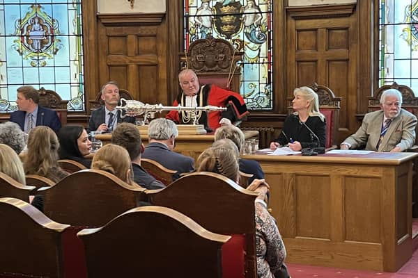 The new Leadership takes to their seats at the top table of Boston Borough Council.