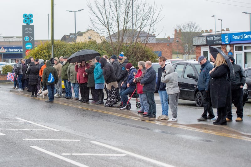 Crowds lines the streets in Mablethorpe for Jack's funeral.