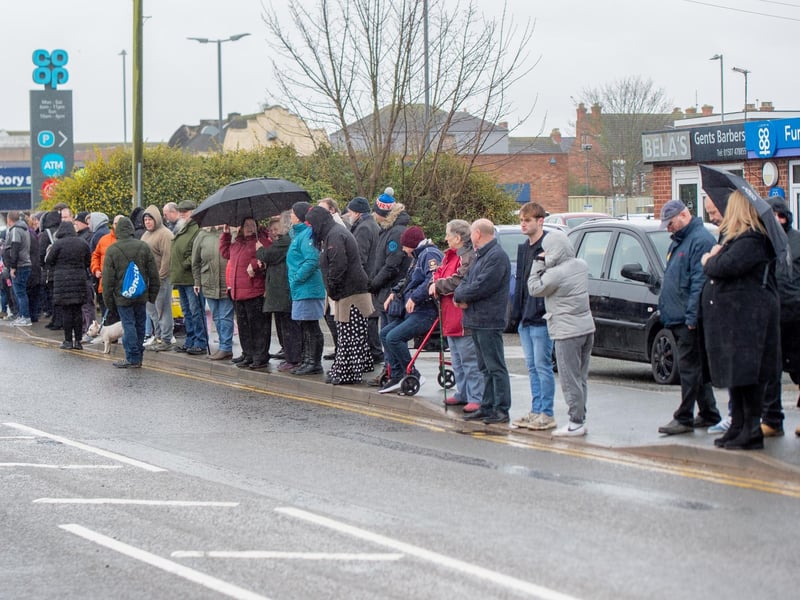 Crowds lines the streets in Mablethorpe for Jack's funeral.