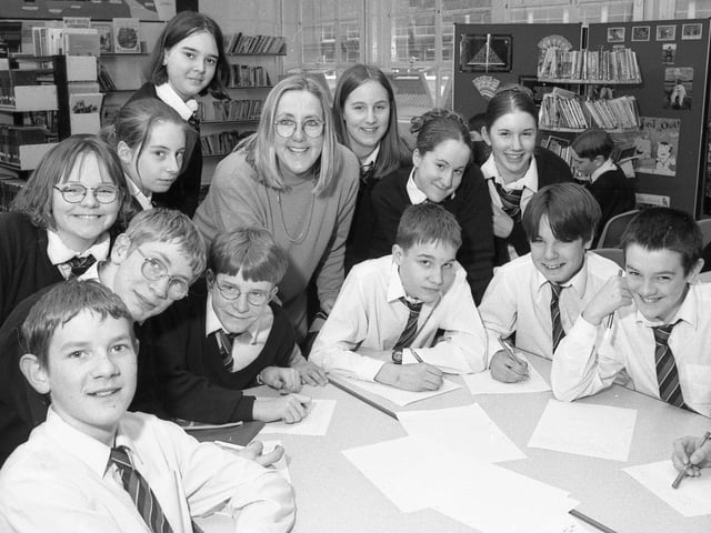Haven High School youngsters with author Helena Pielichaty. Helena spent two days with pupils from years seven, eight and nine as part of Lincolnshire County Council's Writers in School scheme.