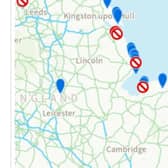 The Environment Agency Swimfo map identifying Ingoldmells as having a pollution risk.