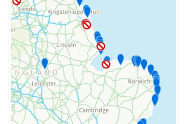 The Environment Agency Swimfo map identifying Ingoldmells as having a pollution risk.
