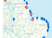 The Environment Agency Swimfo map identifying Ingoldmells as having a pollution risk.
