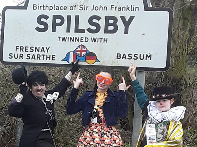 Charlie arrives in Spilsby on her Comic Relief tour.
