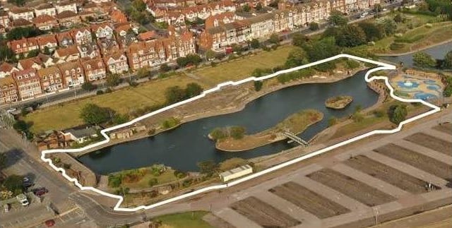 Lot 3 – Southern Boating Lake. The Southern Boating Lake, including the central island and surrounding walkways, internal bridges and terraced seating.