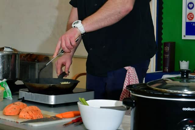 Chef Sam Hough at the cooking demo.