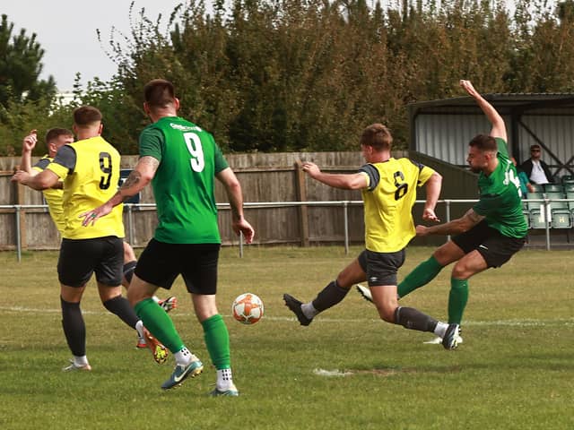 Tom Ward scores the opening goal of the game. Photo: Steve W Davies Photography.