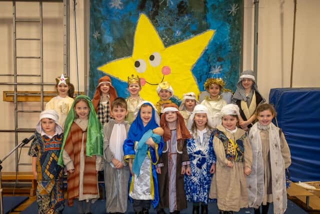 Students at Pollyplatt Primary School pose in their nativity play costumes. 