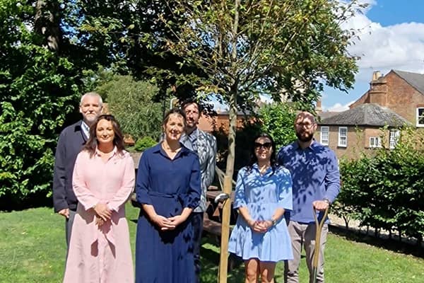 The tree-planting at King Edward VI Grammar School.