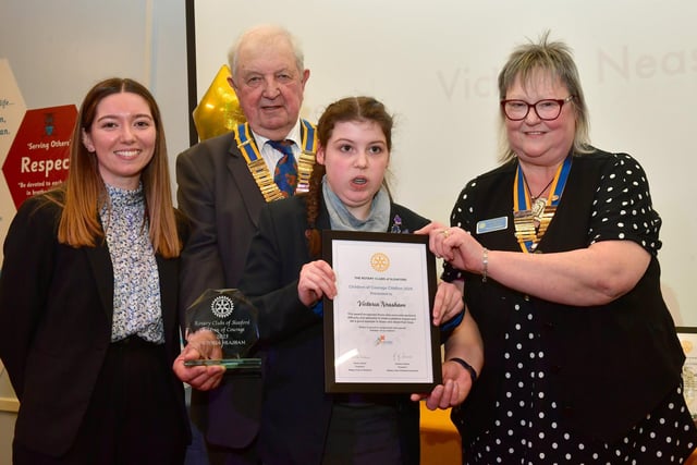 Victoria Neasham of St George's Academy, Ruskington, with L-R Nicole Roberts, Graham Reams, Paula Ireland.