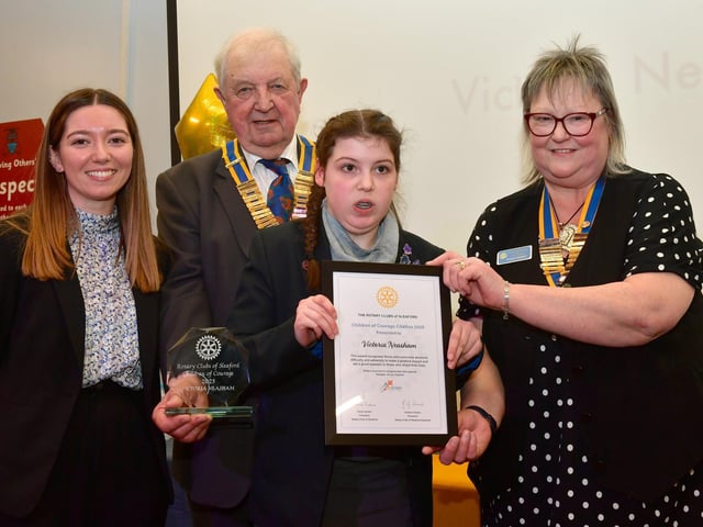 Victoria Neasham of St George's Academy, Ruskington, with L-R Nicole Roberts, Graham Reams, Paula Ireland.