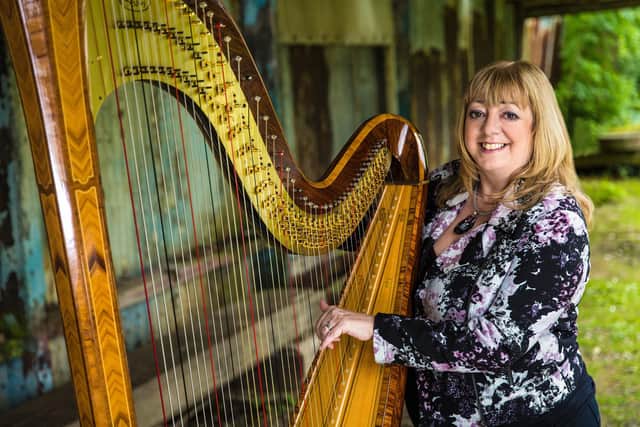 Harpist Eira Lynn Jones who is coming to Boston on 18 February