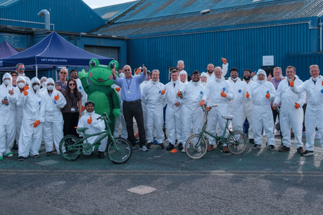 The Siemens team have been spraying unused bikes green ahead of the Tour of Britain event.