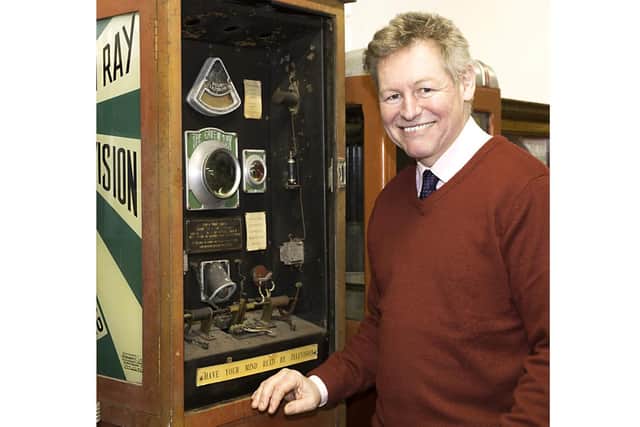 James Taylor with the 1931 ‘Green Ray Television’ machine. Image: Taylors