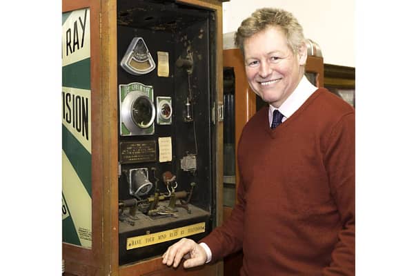James Taylor with the 1931 ‘Green Ray Television’ machine. Image: Taylors