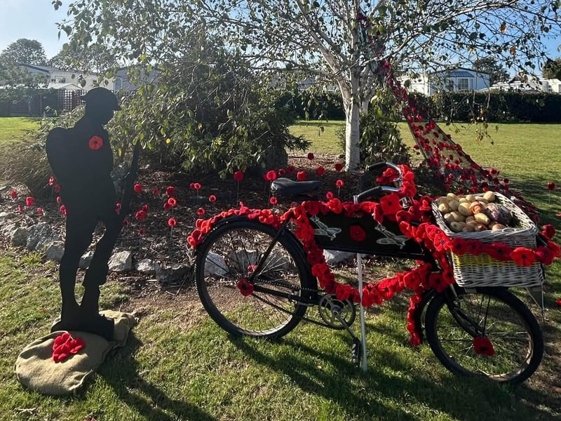 Hand-made Remembrance displays at the park, in Ingoldmells.