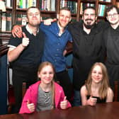 Daniel Soloman, Jamie Wadlow,  Paul Hugill, Thomas Sanders, and (front) Keira and Chloe Wadlow. Photo: Mick Fox