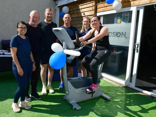 On their charity cycle ride. From left - Shannon Carter, Paul Fortune, Connor Yarwood, Trevor Hudson, Sammie Cuttell and Emma Hudson.