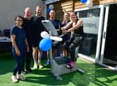 On their charity cycle ride. From left - Shannon Carter, Paul Fortune, Connor Yarwood, Trevor Hudson, Sammie Cuttell and Emma Hudson.