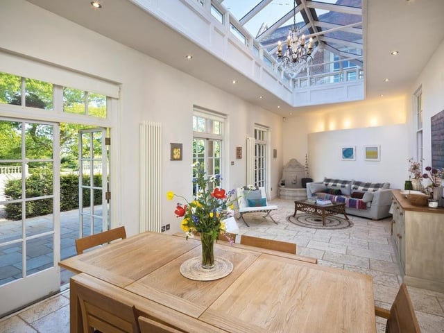 The dining area and orangery.