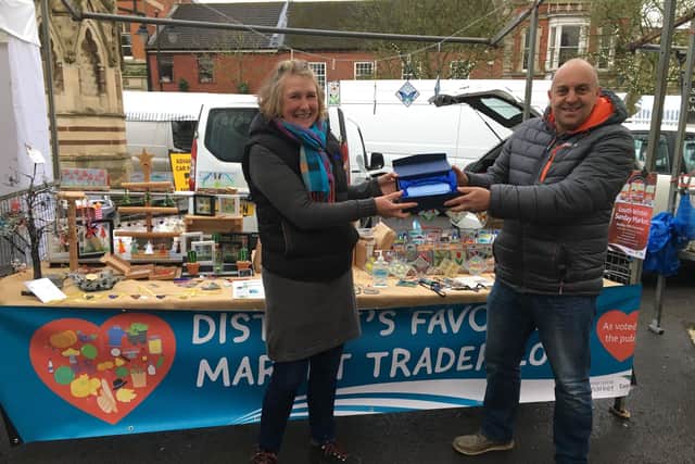 Amanda Brown glass design, winner of Districts Favourite Market Trader 2021.