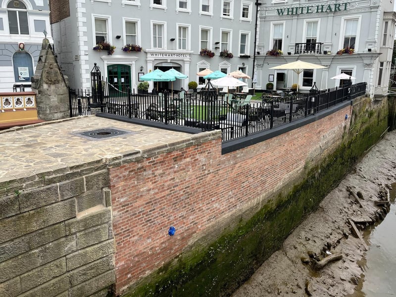 The new-look wall and patio area outside the White Hart Hotel, Boston.