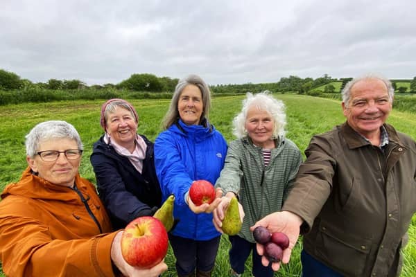 Founding members of Wilsford Community Orchard Group with Council Chairman Cllr Andrew Hagues