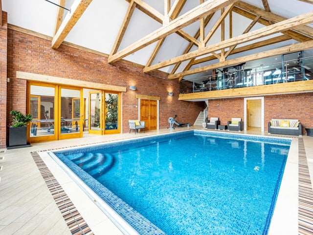 The heated indoor swimming pool.
