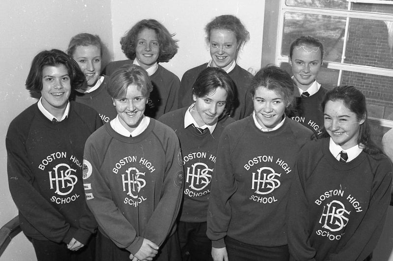 Boston High School's senior netball squad was celebrating after taking eighth place in the under-19 section at the East Midlands Schools netball tournament. Pictured (from left, back) are team members S. Wright, Kay Burman, Lizzie Johnson, Katie Roberts, Jo Guthrie, (front) Carolyn Cridland, Beccy Hall, Sorcha Sneddon and Alison Hunt. Katie Himsworth and Helen Clark were away from school when the photograph was taken.