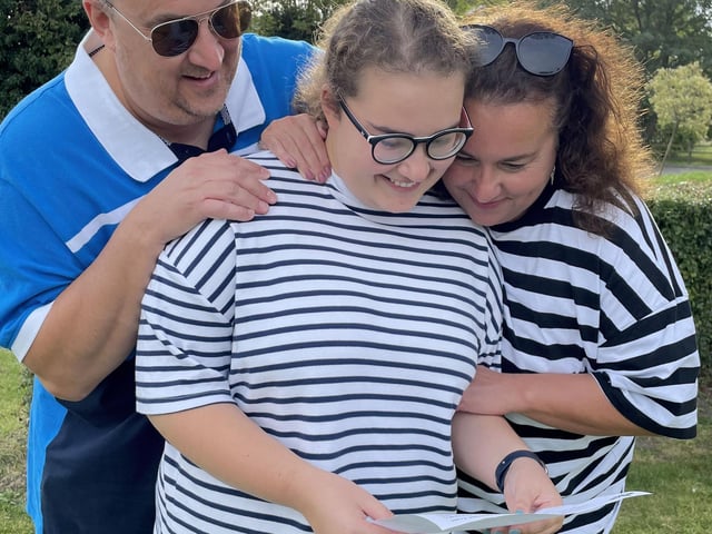 Gabriella Bedford, of Old Leake's Giles Academy, with mum and dad.