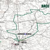 Map for Lincoln stage of Tour of Britain (September 2, 2026) which will head through the likes of Binbrook, Caistor and Market Rasen. Credit: Lincolnshire County Council