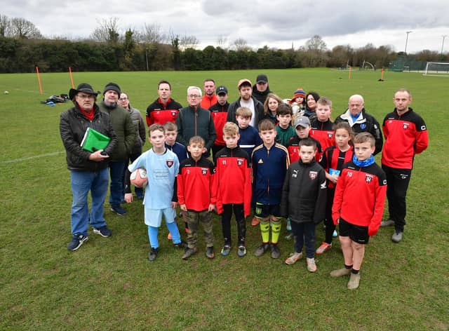 Louth residents gather at Wood Lane playing field.