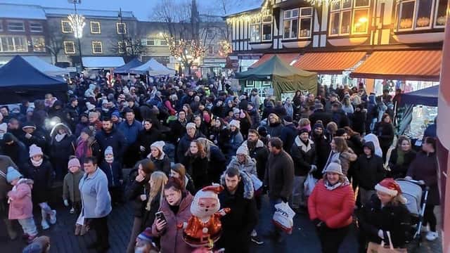 The Sleaford Christmas Market was bustling earlier last weekend, prompting some to question how it would look in the future on social media. | Image: Sleaford Town Council Facebook