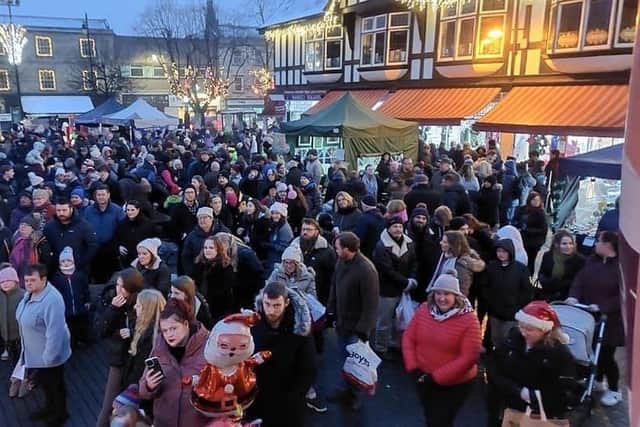 The Sleaford Christmas Market was bustling earlier last weekend, prompting some to question how it would look in the future on social media. | Image: Sleaford Town Council Facebook
