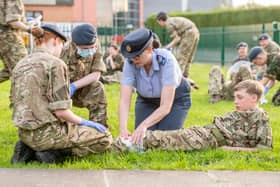 The Cadets practice first aid.