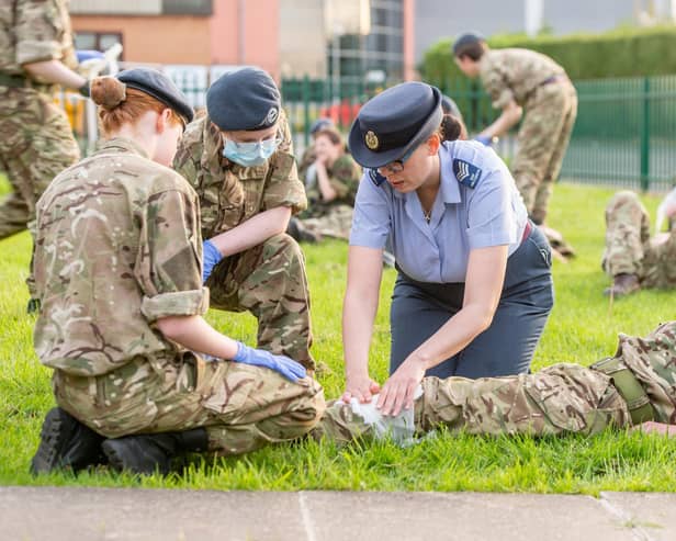 The Cadets practice first aid.