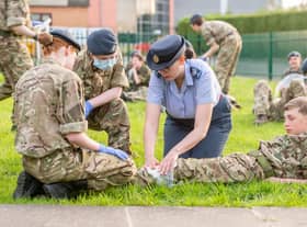 The Cadets practice first aid.